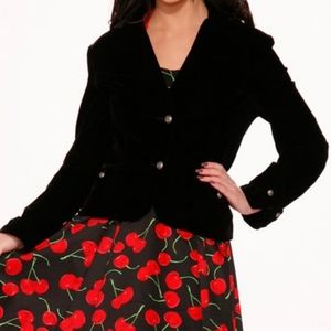 Hearts & Roses black Button-accent Velvet Jacket